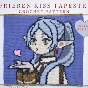 Patrón de ganchillo tapiz anime elfo mago frieren beso