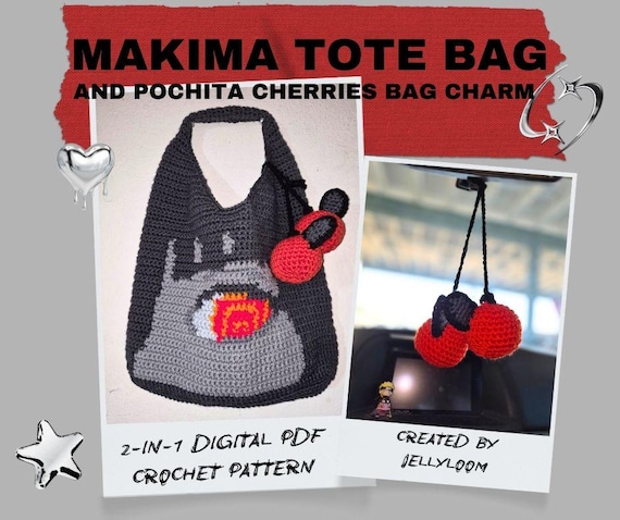 7 Pochita Crochet Patterns 4 Chainsaw Makima Tote Bag and Pochita Cherries Charm