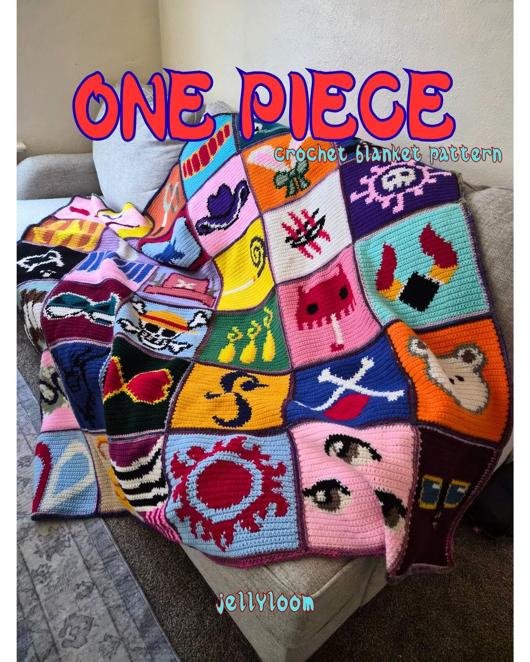 One Piece Pirate Anime Blanket Crochet Pattern - Etsy