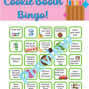 Girl Scout Cookie Booth Bingo 2026 Little Brownie Bakers
