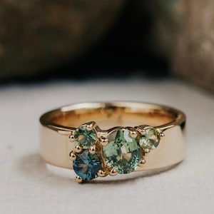 4 Montana Sapphire Prong Band in 14k Gold – September Blue Sapphire Stackable Ring – Dainty Birthstone Wedding Ring – Anniversary Gift