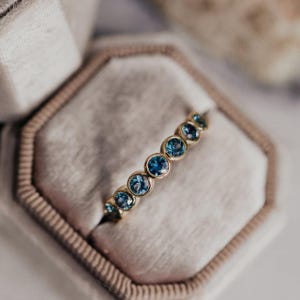 8 Montana Sapphire Bezel Band in 10k Gold – Blue Sapphire Stackable Ring – Dainty Birthstone Wedding Ring – September Anniversary Gift