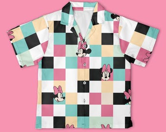 Disney Donald Duck Checkerboard Button Up Shirt, Mickey & Friends Button Down Shirt, Disney Shirt, Halloween Disney Vacation Outfit