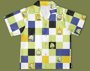 Disney Pleakley Lilo & Stitch Checkerboard Hawaiian Shirt, Lilo and Stitch Shirt, Christmas Disney Trip Gift Shirt