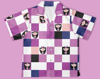 Camicia hawaiana a scacchi Isabella Disney, camicia con bottoni Phineas e Ferb, maglietta Disney Phineas e Ferb