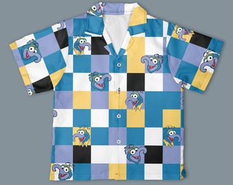 Gonzo the Great Checkerboard Hawaiian Shirt, The Muppet Show Button Down Shirt, Disney The Muppet Show shirt