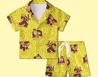 Donkey Kong Pajamas Satin, Super Mario World Pajamas, Super Nintendo World Vacation Pajamas For Kid, Birthday Gift, Kids Weekend Pajamas