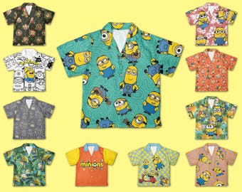 Minions Tropical Hawaiian, Maglietta Minion Divertente, Graziosi Abiti Estivi con Banana Gialla per la Famiglia, Regalo per le Vacanze Minion, Compleanno Minion