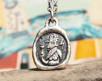 Fat Zeus Chain | Mens Silver Pendant | 925 Silver Medallion | Greek God Necklace | Handmade Mythology Jewelry | Reif
