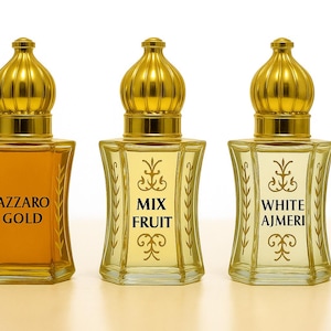 Alcohol-Free Attar Perfume Oil Set: Azzaro Gold, Mix Fruit, White Ajmeri