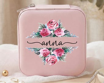 Personalized Jewelry Box With Floral Name Design, Custom Keepsake Gift For Her, Bridesmaid Gift, Birthday Gift
