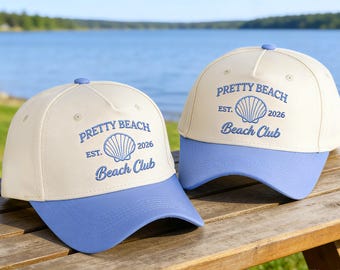 Custom Embroidered Seashell Trucker Hat,Custom Text,Logo hat,Beach Bachelorette Trucker Hats,Hat with Name,Girls Trip Gift Party favors.