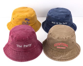 Sombrero tipo pescador con logotipo y texto personalizado, sombrero tipo pescador bordado, sombrero personalizado, sombrero vintage, sombrero de pescador para padres e hijos, regalo para papá y mamá, regalo para despedida de soltera.