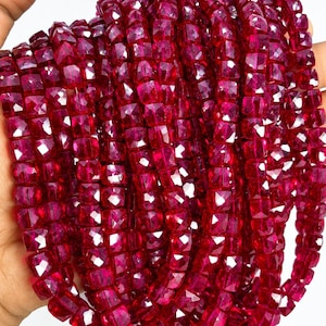 Very Rare Sparkling Ruby Corundum Faceted Box Beads Ruby Box Beads Red Corundum Box Shape Beads Red Ruby Faceted Box Beads Ruby Cube Beads
