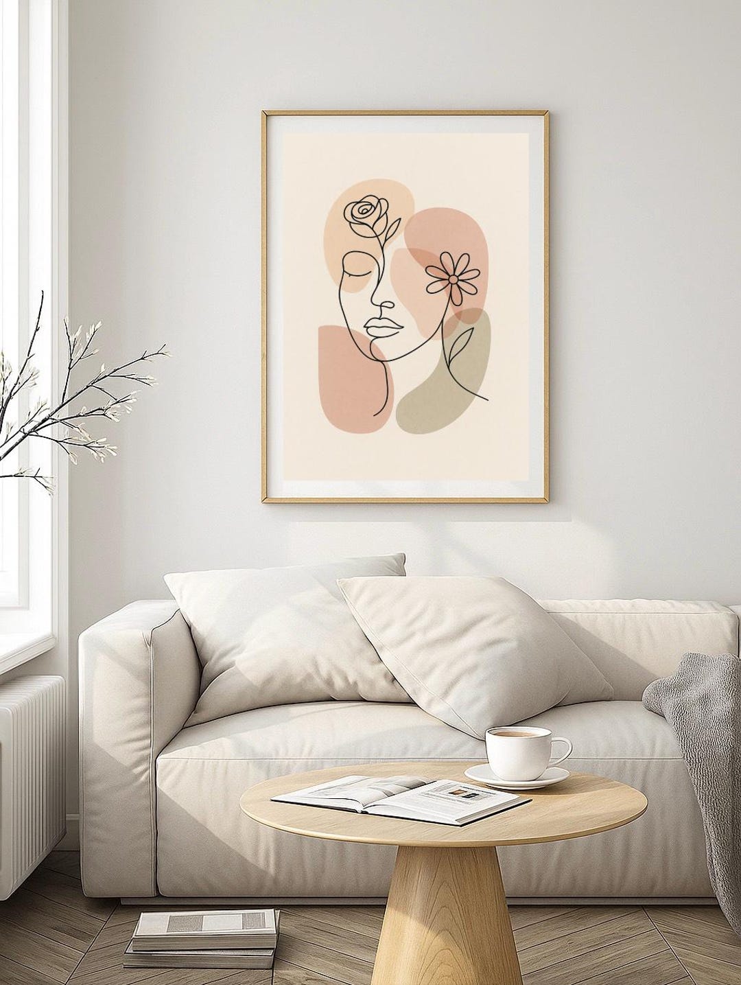 Abstract Floral Woman Line Art Print | Minimalist Boho Decor (digital ...