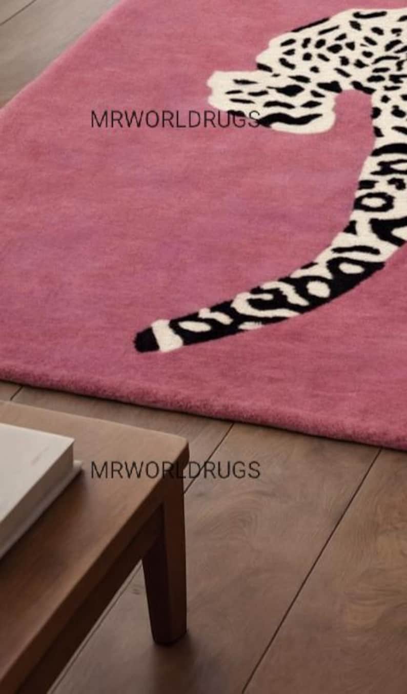 Hand-tufted Pink Leopard Rug | Maximalist Animal Print Carpet - Etsy