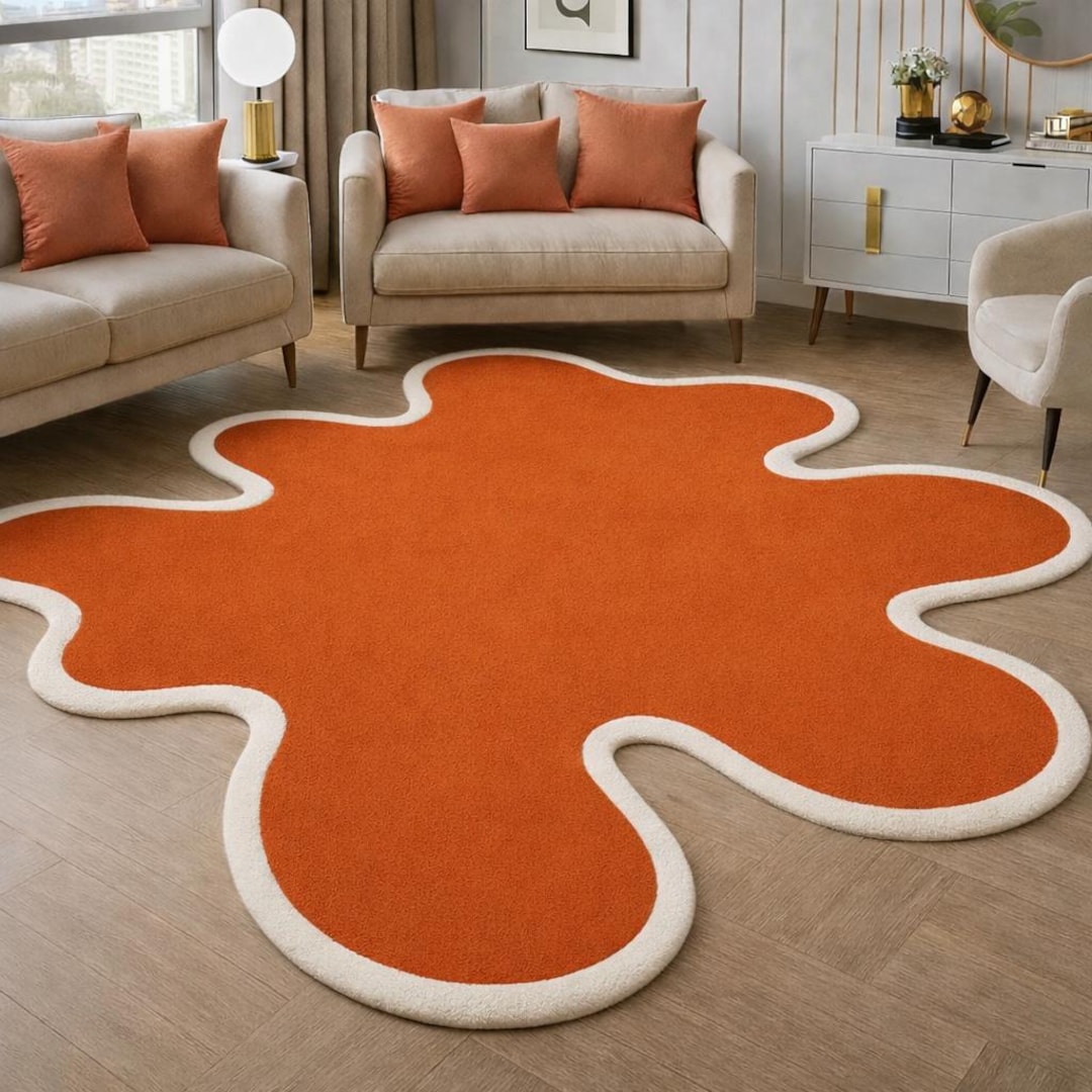 Orange Splat Rug Hand-tufted Burnt Orange Splat Rug, Modern Abstract Area Carpet - Etsy