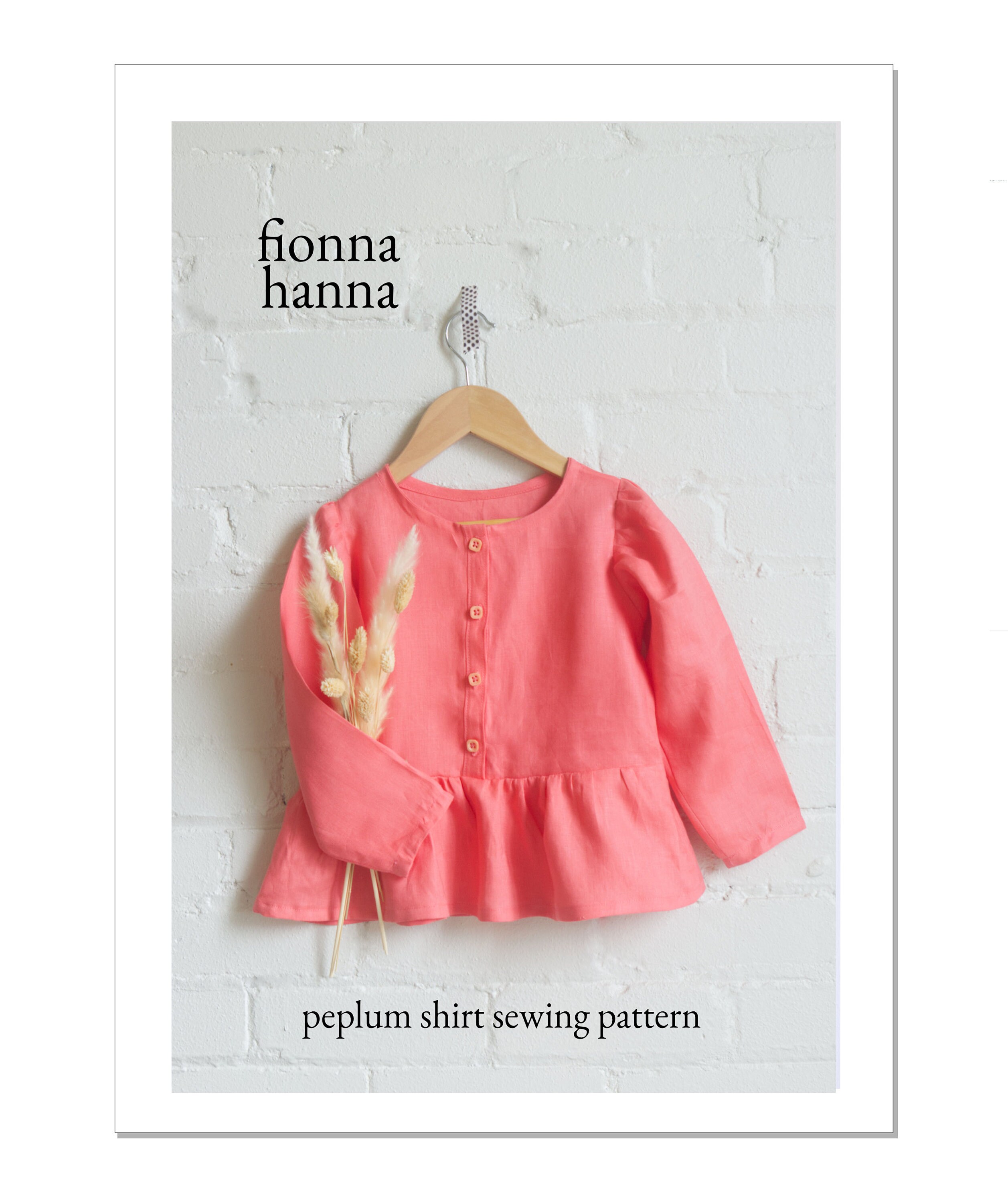 Peplum Shirt Childrens Sewing Pattern - Fiona Hanna Peplum Shirt Childrens Sewing Pattern - Fiona Hanna