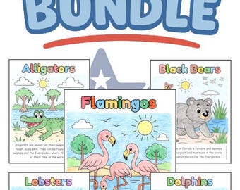 Bundle Coloring Page for Kids: Florida Animals, Easy Classroom Activity (Printable PDF)