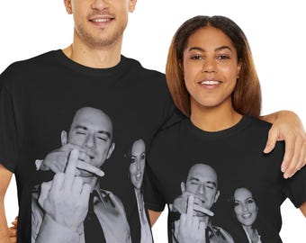 Unisex Front  Tshirt Elliot Stabler and Olivia Benson Shirt, Elliot and Olivia Shirt, law and Order Tee, Vintage Outfit Monocrome