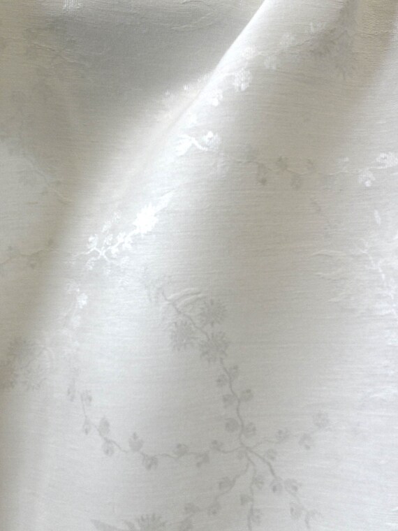 White Silk Fabric BY THE YARD Jacquard Silk Hemp Brocade Etsy