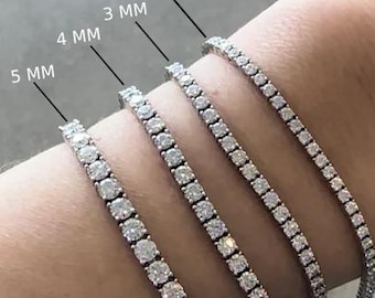Moissanite Tennis Bracelet: Sterling Silver Dainty Bracelet, Round Cut Diamond
