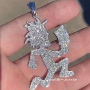 Iced Out Hatchetman Moissanite Pendant: 925 Sterling Silver Hip Hop Charm