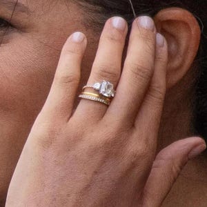 Meghan Markle Replica Moissanite Engagement Ring Set: 2.50 CT Cushion Cut, Sterling Silver