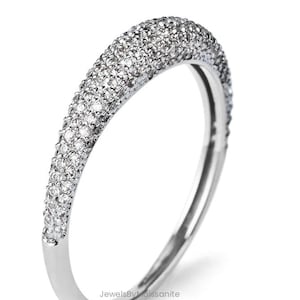 14K Solid Gold Pave Dome Ring: Chunky Diamond Wedding Band