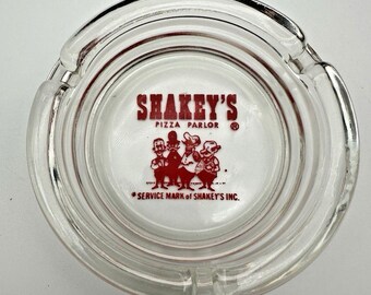 Vintage Shakeys Pizza Parlor Glass Ashtray 1970s 80s Promo Advertising