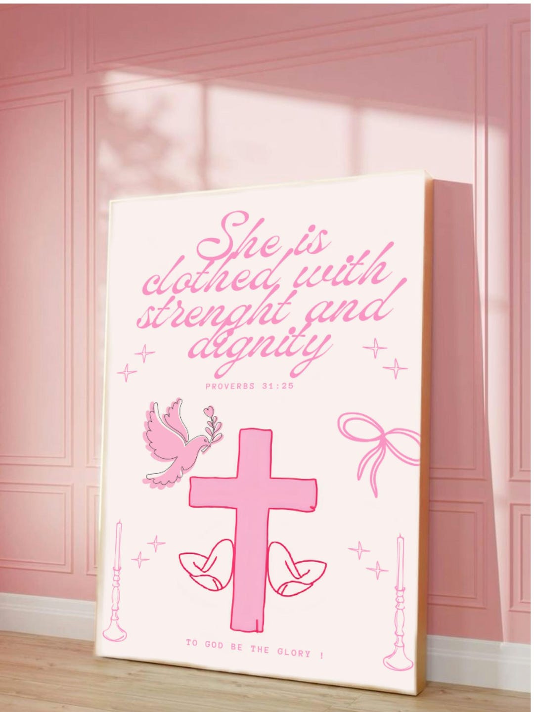 Bible Verse Wall Art | Pink Christian Girl Aesthetic | Feminine ...