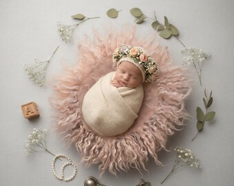 Handmade Angora Wool Newborn Photography Prop | Needle Felt Baby Studio Prop | Soft Baby Posing Accessory | Professional Photographer Prop