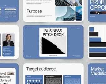 Moderne Business-Startup-Pitch-Deck-Vorlage für Canva & Powergold | 40 Minimalistische Dias
