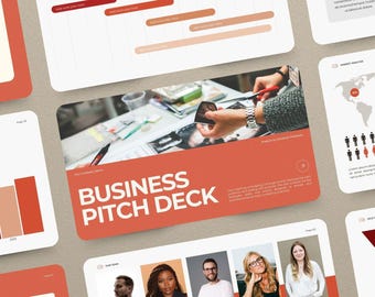 65 Slides Business Pitch Deck | Editable Canva & PowerPoint Presentation | Marketing Strategy Social Media Plan