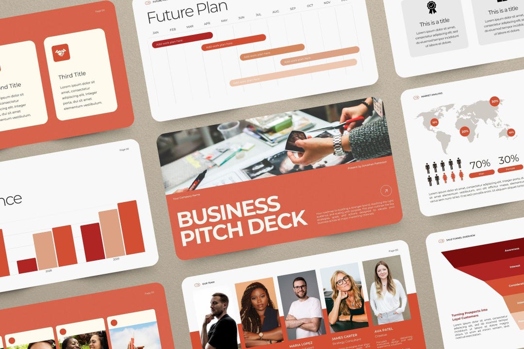 65 Slides Business Pitch Deck | Editable Canva & Powerpoint ...