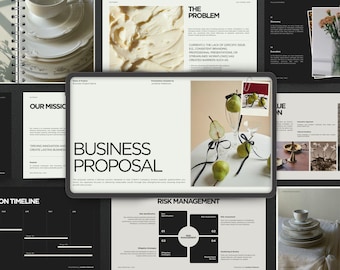 Presentación empresarial minimalista / Plantilla de Canva y PPT de 40 páginas / Presentación editorial moderna