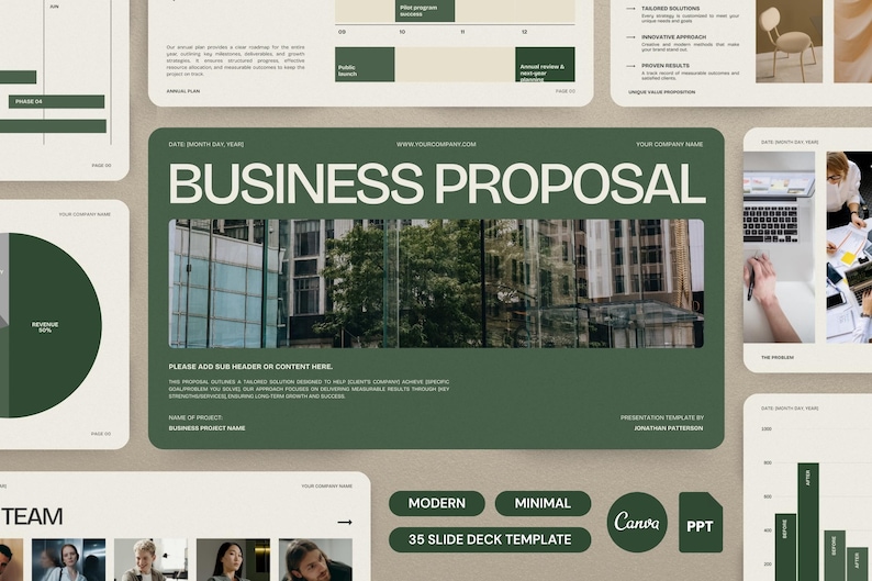 Modern Business Pitch Deck PowerPoint & Canva Template | Project Management Presentation Plan