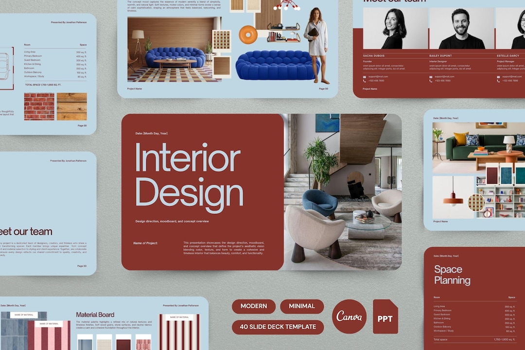 Interior Design Presentation Template | Canva & Powerpoint |client ...