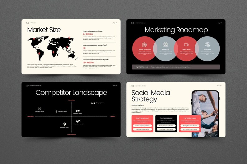 Modern Business Pitch Deck Canva Presentation | Marketing Strategy  Presentation Template, Guidelines, Data Report