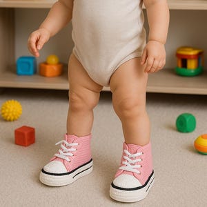 High Top Sneaker Crochet Pattern PDF | Instant Digital Download | Intermediate Skill Level | Baby Sizes Newborn, 0–3 m, 3–6 m & 6–9 m |