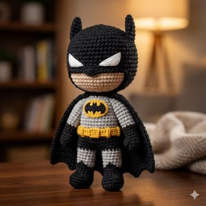 Patrón de crochet en PDF de descarga instantánea / Muñeco de peluche amigurumi de superhéroe de 12 cm de altura aproximadamente / Tutorial fotográfico paso a paso / Guía digital para principiantes /