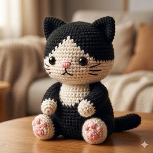 Patron PDF Amigurumi chat au crochet - Peluche chaton, tutoriel étape par étape, motif au crochet de niveau facile à intermédiaire, téléchargement immédiat