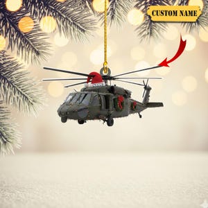 Personalized Military Helicopter Ornament – Custom Name Army Aircraft Acrylic Christmas Decoration, Patriotic Soldier Holiday Gift 2025