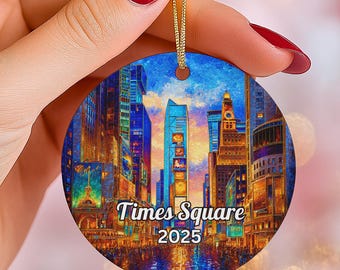 Times Square NYC Ornament 2025, Glasmalerei-Stil, New York City Weihnachtsverzierung