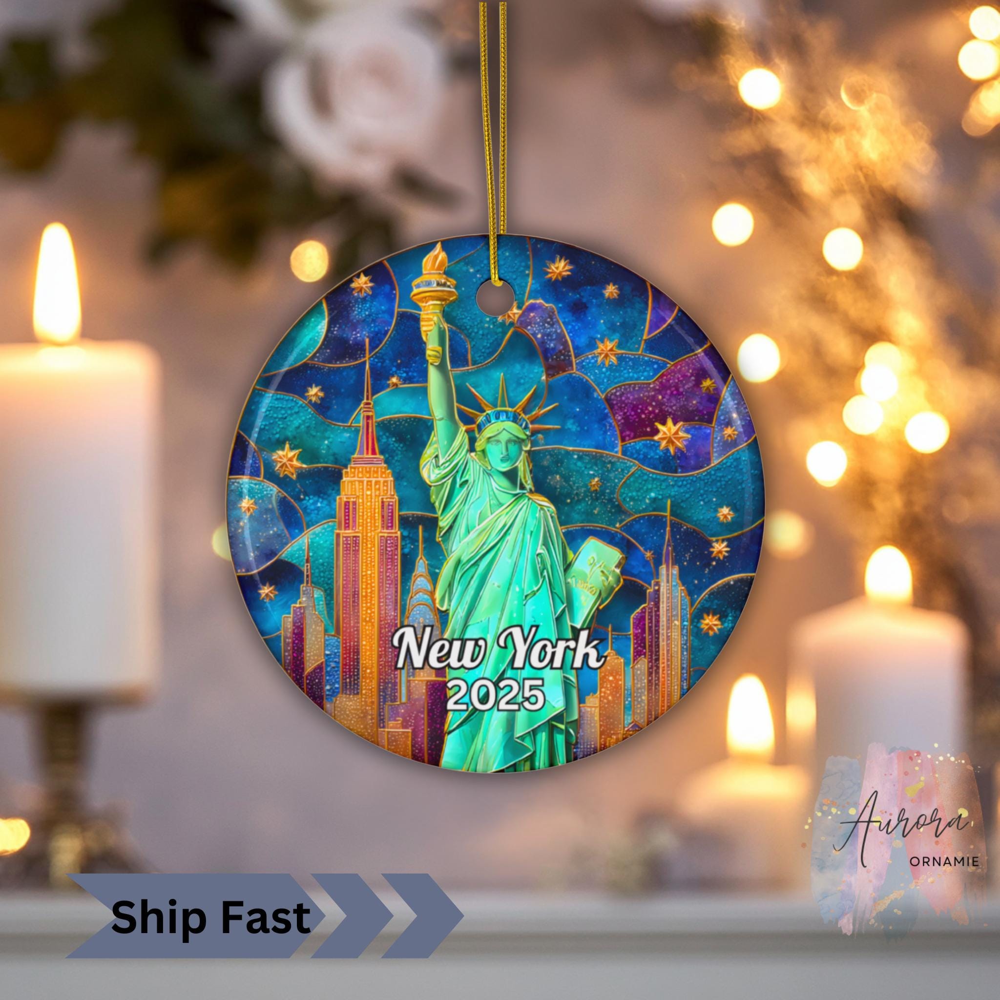 アメトイ　アメリカ　海外　クリスマス　オーナメント　パステル　カラー　セット Ceramic christmas baubles new york - Etsy 日本