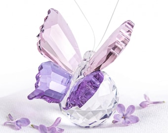 Crystal Glass Butterfly Figurine, Faceted Butterfly Ornament, Desk Shelf Window Decor Gift for Nature Lovers, Butterfly collector gift