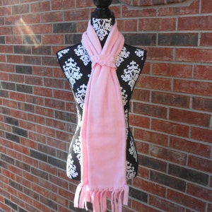 Zipper Pocket Fleece Scarf in White with Matching Fleece Scarf Ring with or without fringe image 2