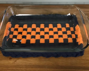 Hot Pad, EXTRA THICK, 9” x 14”, Blue, orange, fleece