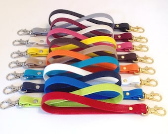 BigClip SkinnyStraps - Make any clutch or wallet a wristlet with an easy clip on strap, key ring strap, Gold or Silver, 15 color options