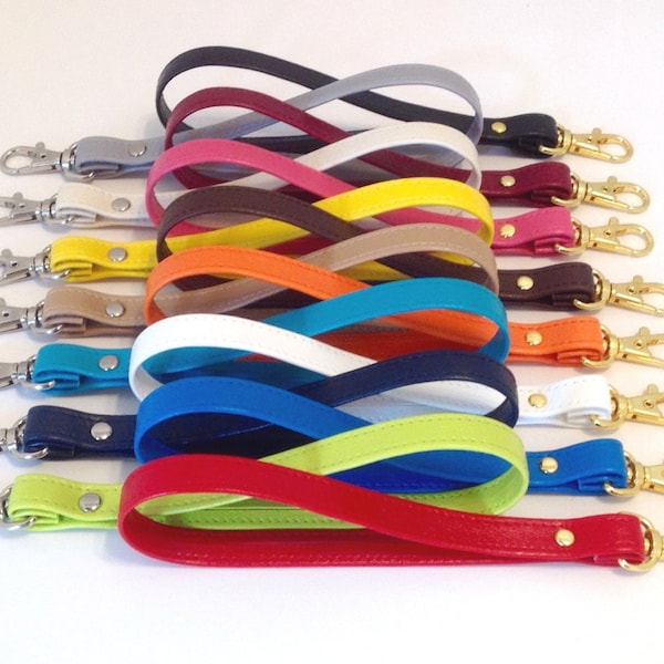 BigClip SkinnyStraps - Make any clutch or wallet a wristlet with an easy clip on strap, key ring strap, Gold or Silver, 15 color options